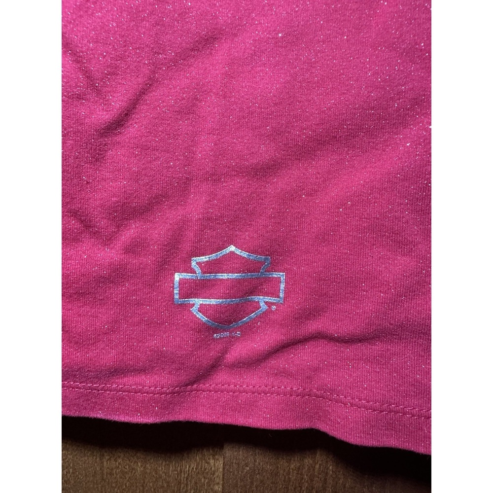 Harley Davidson Pig Trail Red Glitter Long Sleeve Shirt Womens L Vintage Y2K - Picture 4 of 7